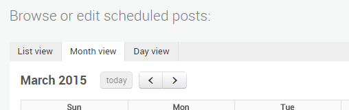 Calendar view - social media mangement