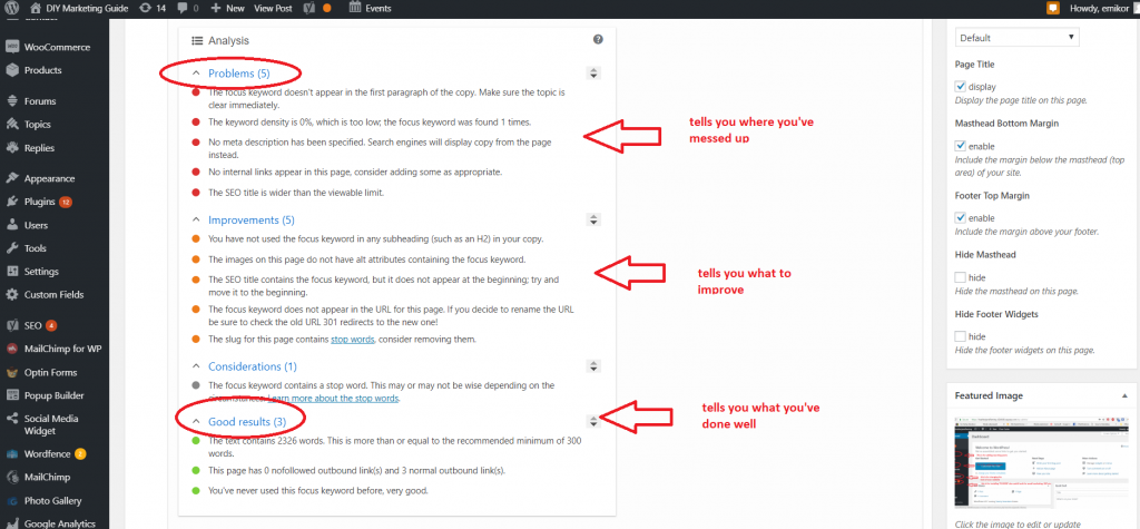 yoast seo analysis