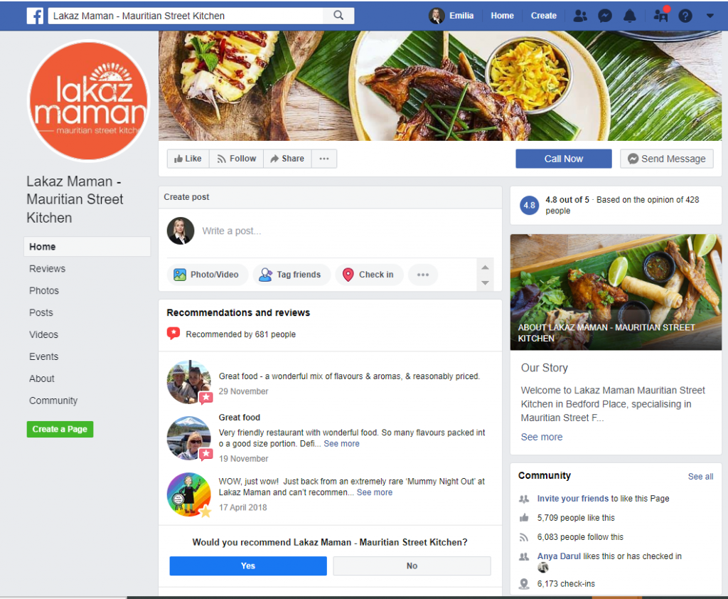 how to promote a restaurant using facebook - Lakaz Maman FB Page