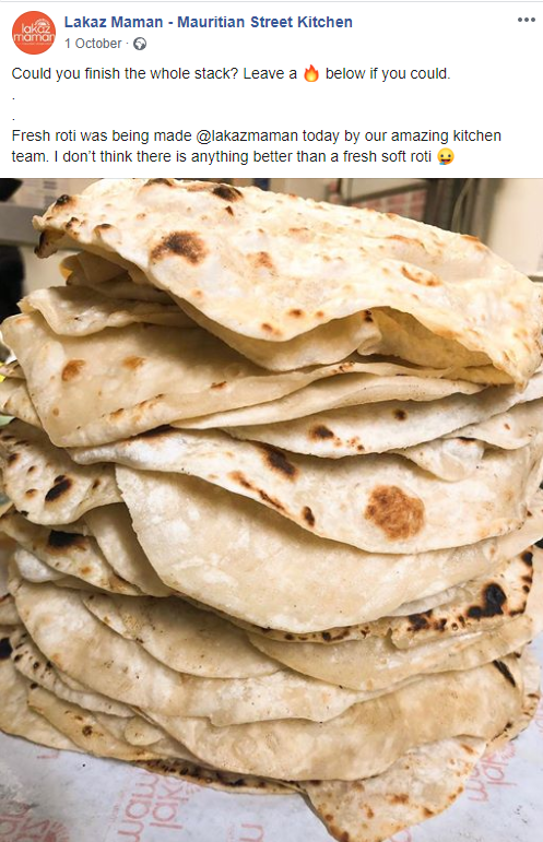 emojis in facebook post promoting a restaurant