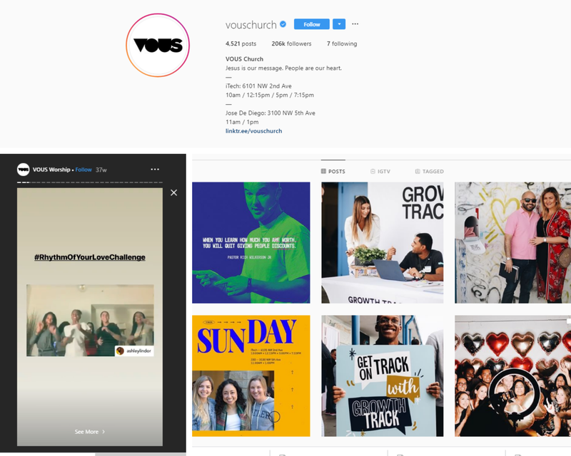 examples of vous church social media
