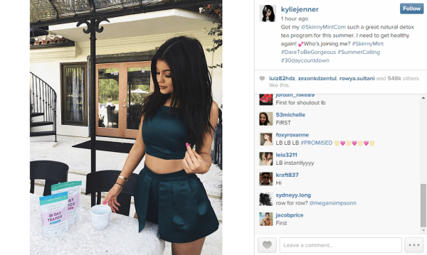 Influencer Post with Kylie Jenner and Teatox