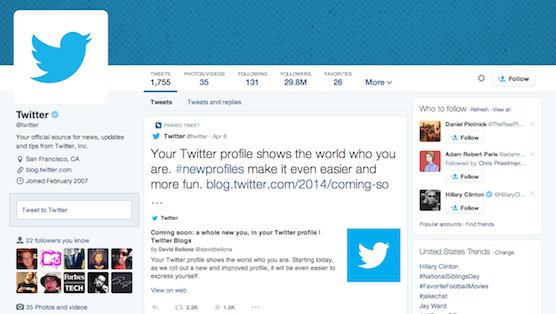 Twitter profile for business with Twitter logo