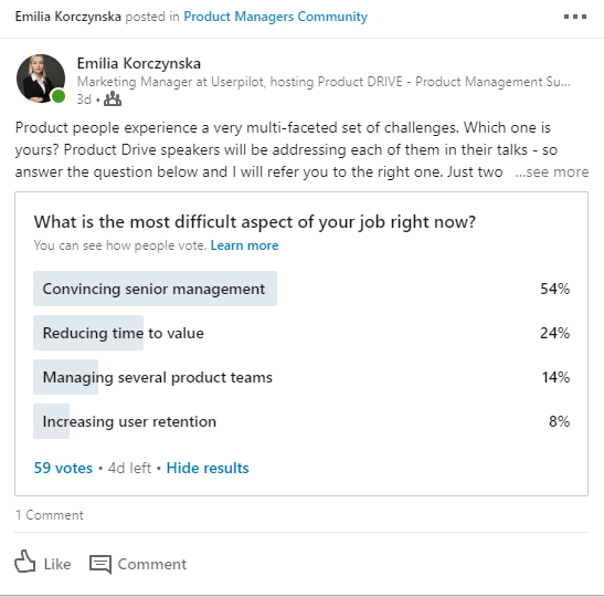 Linkedin poll - challenges 