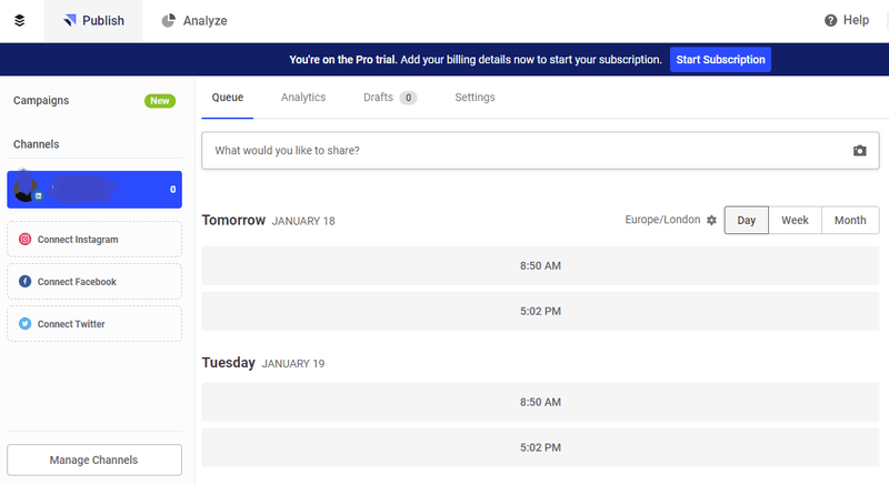 Buffer dashboard