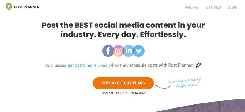 Post Planner landing page