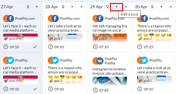 How to add a post in calendar view?