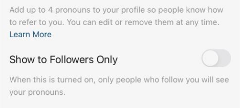 Instagram pronouns settings