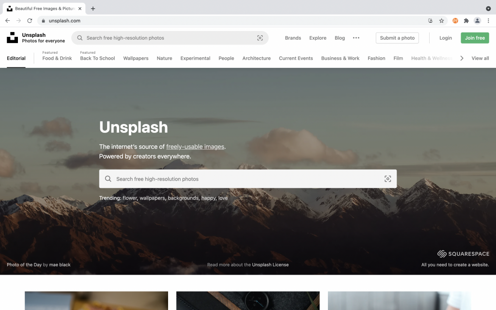 Useful social media tool - Unsplash