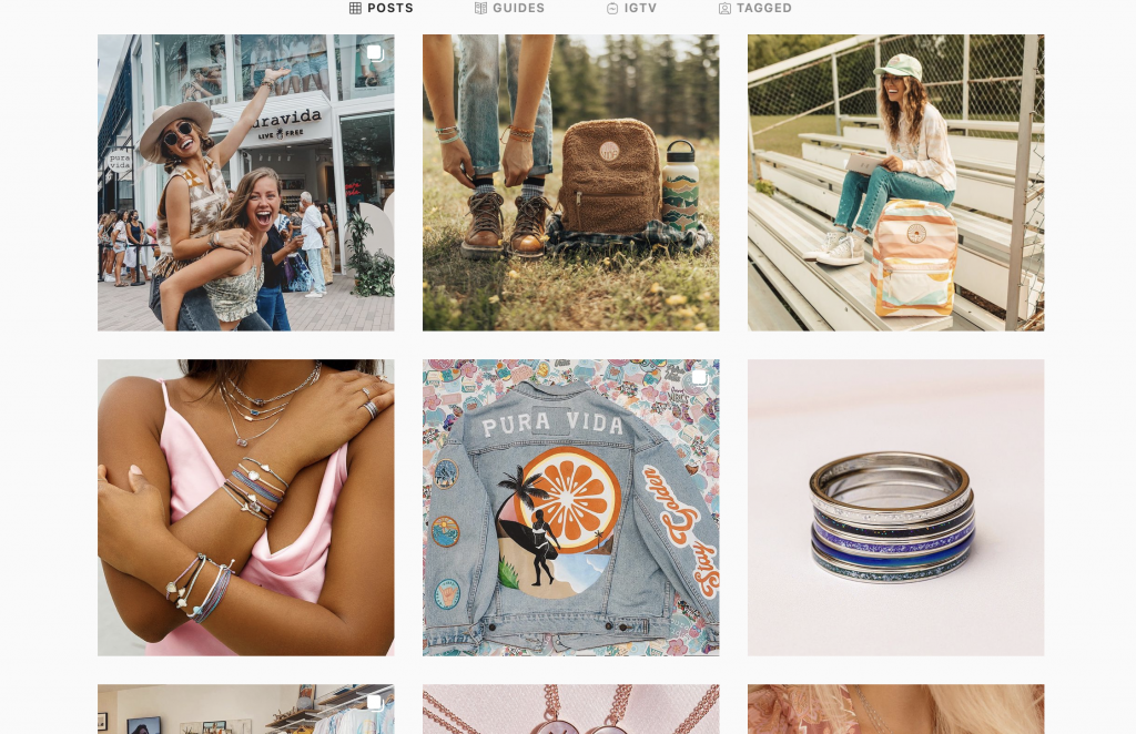 Example of feed of jewelry business on Instagram