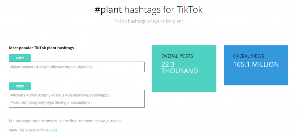 Hashtags for TikTok from tiktokhashtags.com