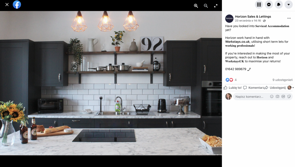 Facebook example of social media for real estate