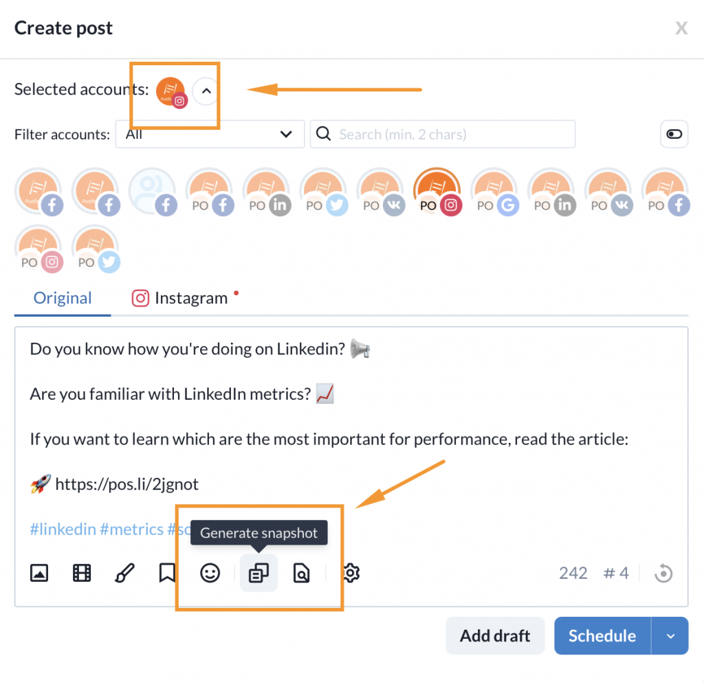 Postfity's generating snapshot