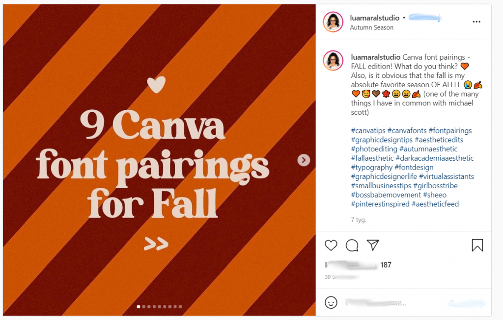 Holiday Marketing Calendar 2021: fall/halloween seasonal carousel post