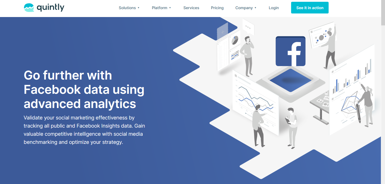 A picture  of quintly facebook analytics tool containing graphical user interface

