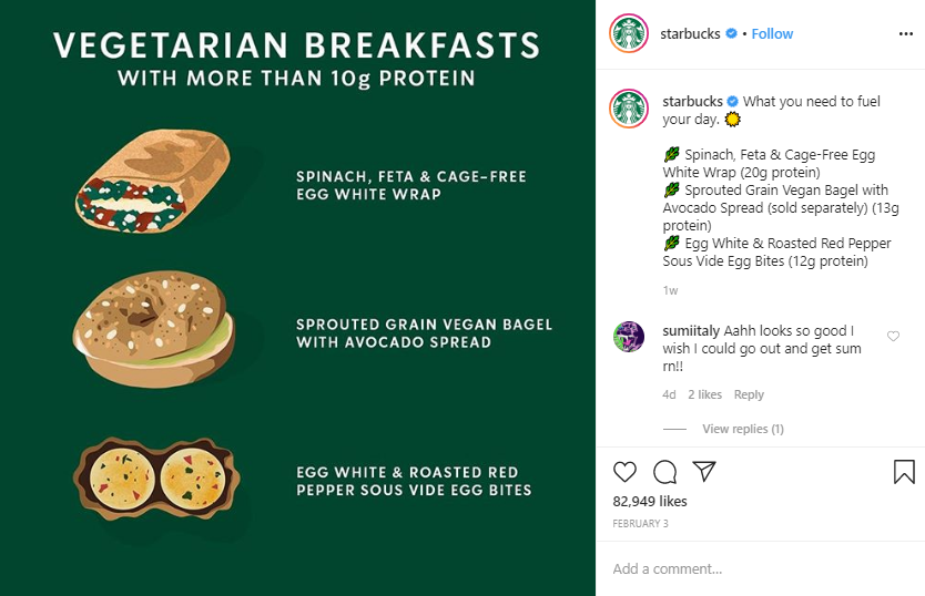 Social media post idea – Starbucks presents its new menu by using graphic illustration