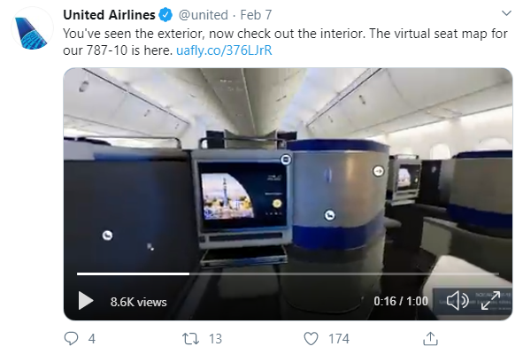  Social media post idea – United Airlines uses 360-degree video