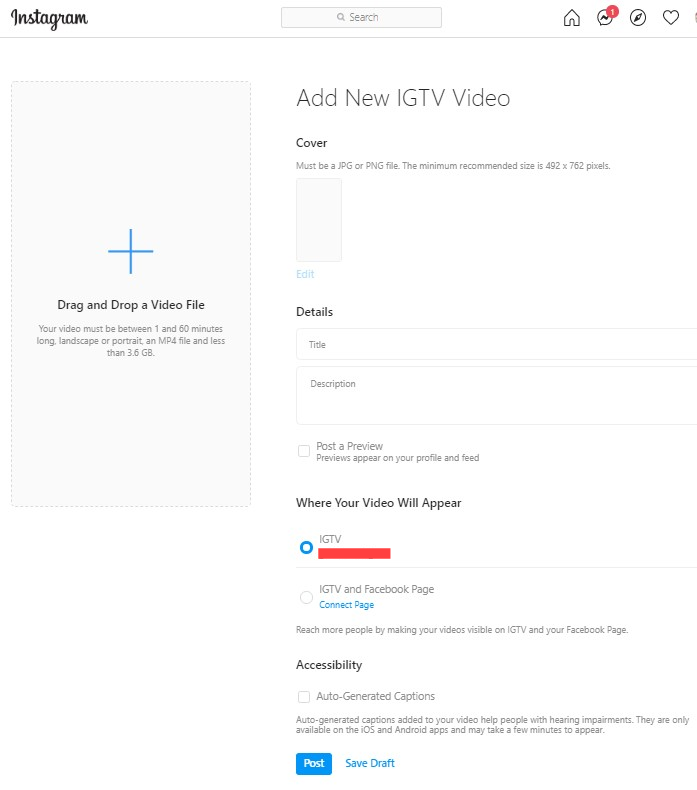 IGTV add a video