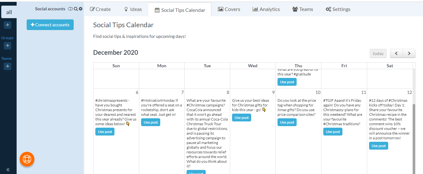 social tips calendar postfity