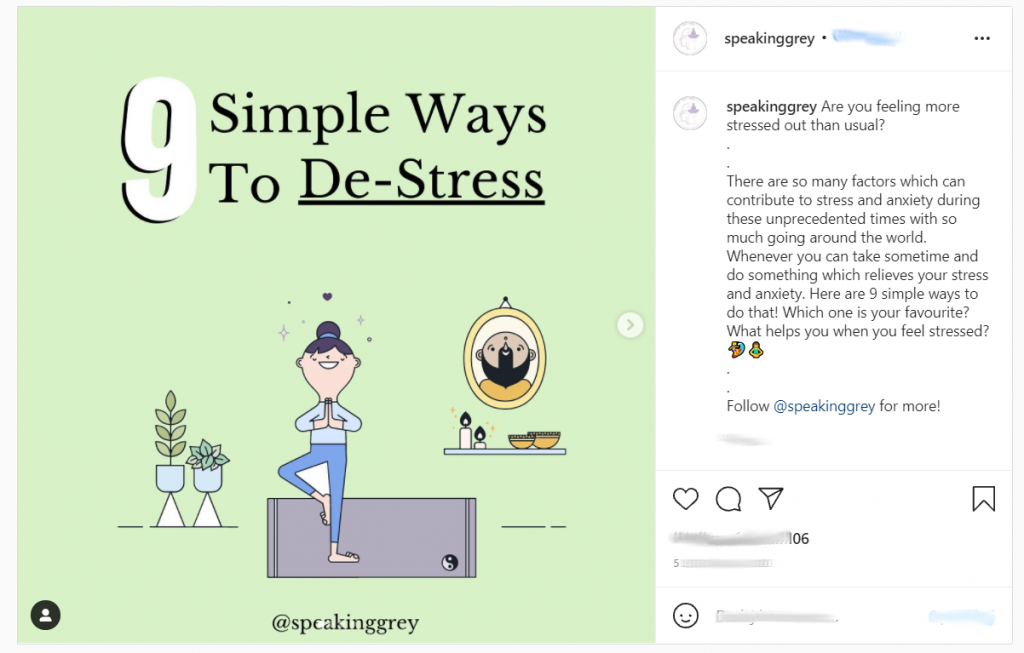 An Insta post on how to deal with stress