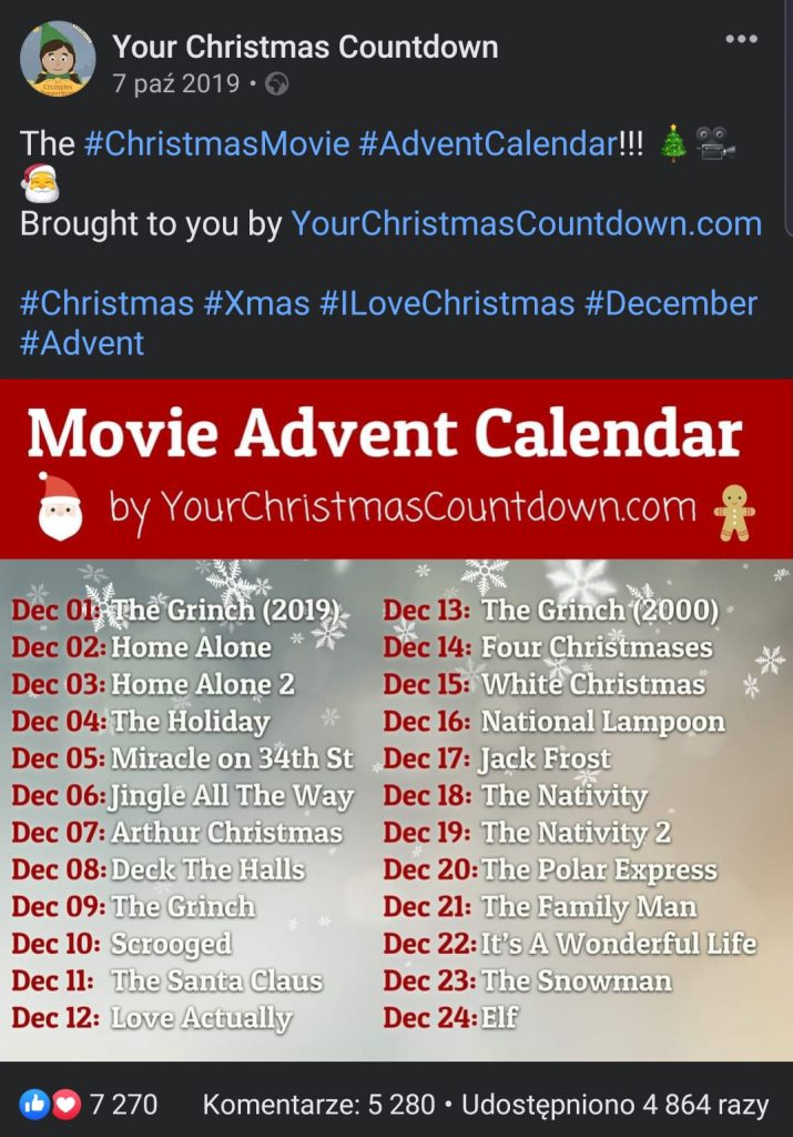 Inspiration for the advent calendar with videos from Your Christmas Countdown fanpage