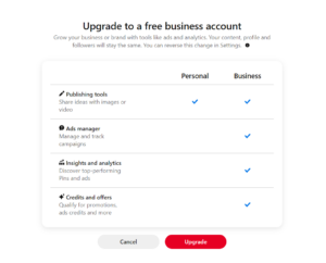 Create a Pinterest business account